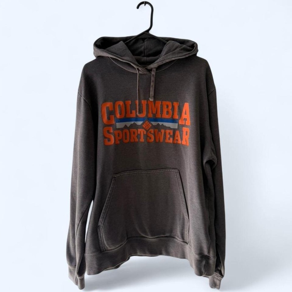 Columbia Sportswear Mens Gray Hoodie Sweatshirt Pullover Logo Size L‎